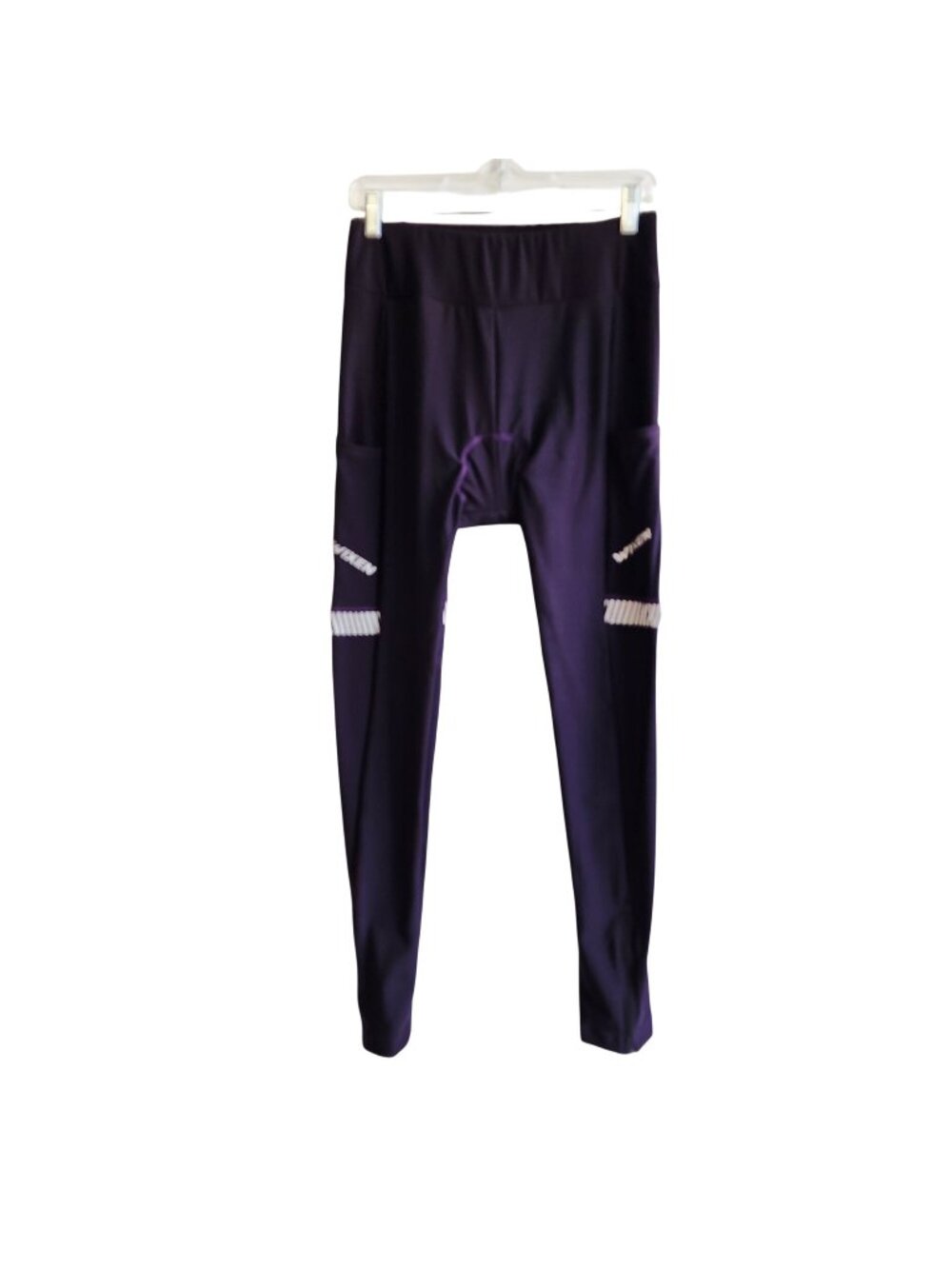 Wixen Womens Purple Athletic Motorcycle Leggings Size L Pockets Zippered Ankles